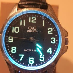 🦋10/$20🦋 Q&Q Silver/Black Leather Women's Watch